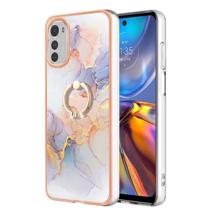 Electroplating IMD TPU Phone Case with Ring, For Motorola Moto E32 4G / E32s