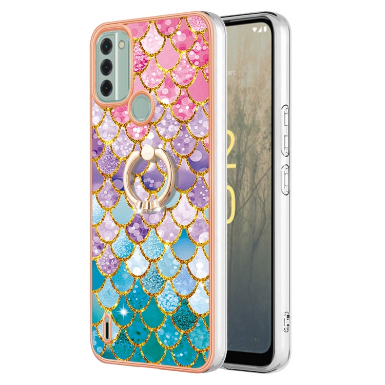 Electroplating IMD TPU Phone Case with Ring, For Nokia C12, For Nokia C31