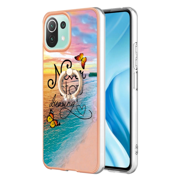 Electroplating IMD TPU Phone Case with Ring, For Xiaomi Poco M4 Pro 4G, For Xiaomi Mi 11 Lite