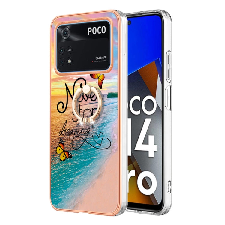 Electroplating IMD TPU Phone Case with Ring, For Xiaomi Poco M4 Pro 4G, For Xiaomi Mi 11 Lite