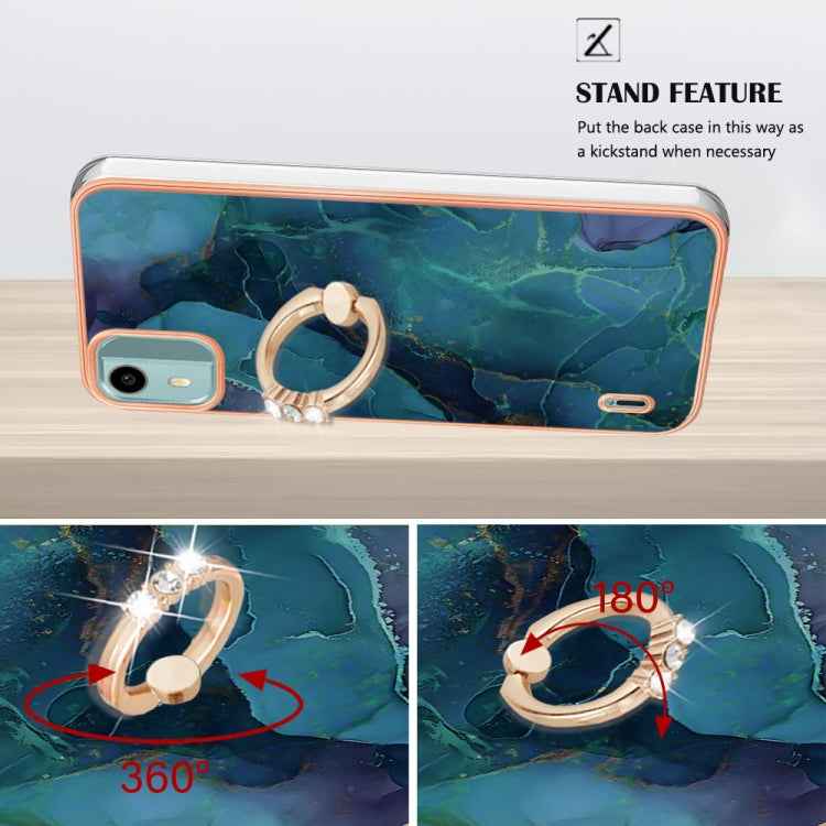 Electroplating Marble Dual-side IMD Phone Case with Ring, For Nokia C12, For Nokia C31
