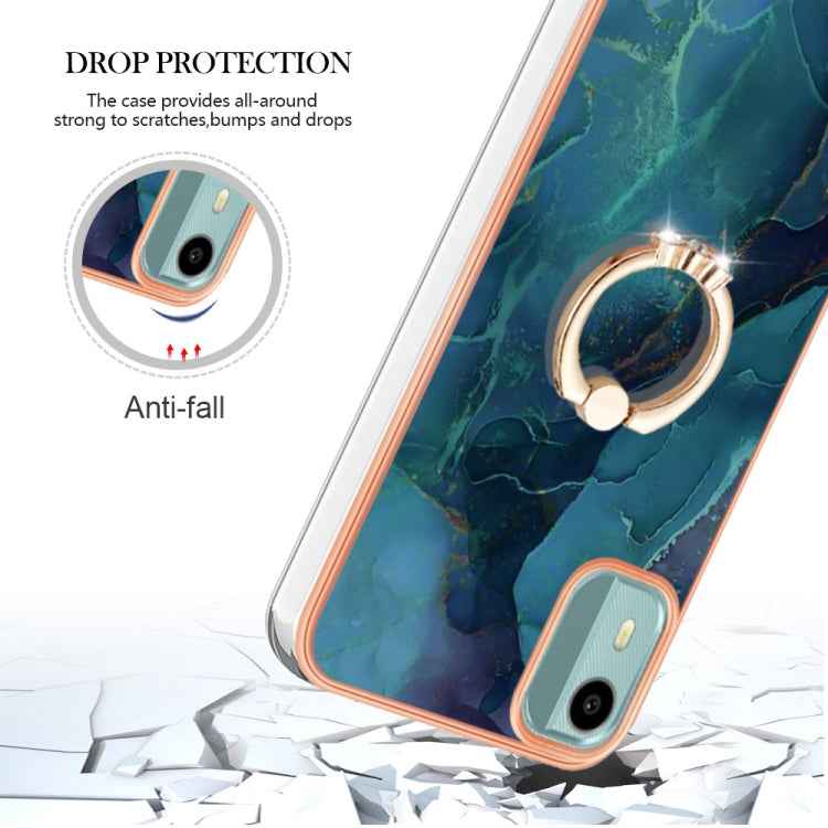 Electroplating Marble Dual-side IMD Phone Case with Ring, For Nokia C12, For Nokia C31