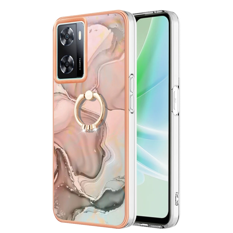 Electroplating Marble Dual-side IMD Phone Case with Ring