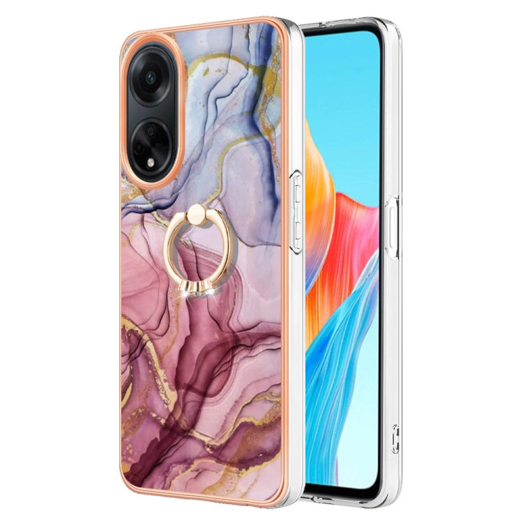 Electroplating Marble Dual-side IMD Phone Case with Ring