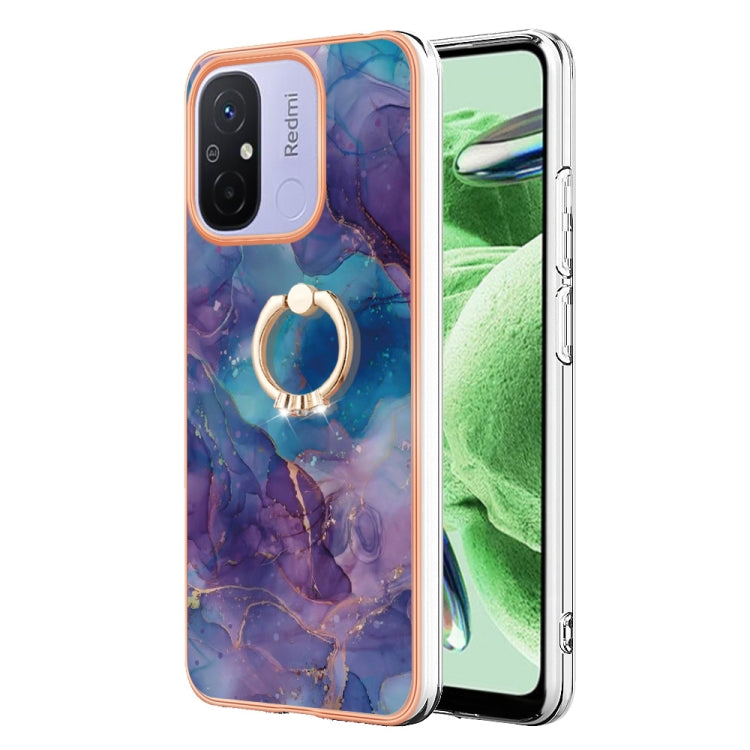 Electroplating Marble Dual-side IMD Phone Case with Ring, For Xiaomi Redmi Note 12 5G Global/Poco X5 5G, For Xiaomi Redmi 12C/11A 4G Global, For Xiaomi 13 Lite 5G, For Xiaomi Redmi Note 12 Pro Speed, For Xiaomi Redmi 10C, For Xiaomi Mi 11 Lite