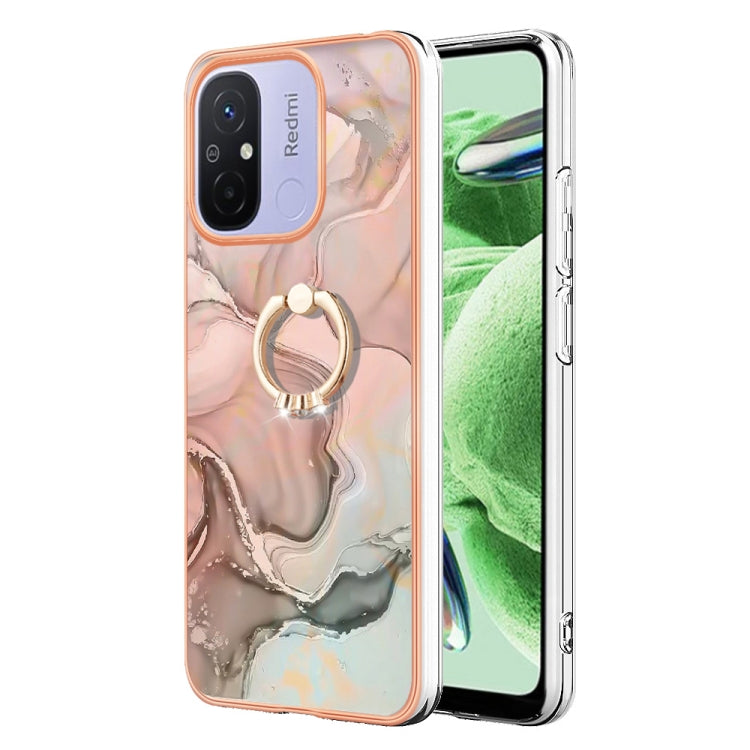 Electroplating Marble Dual-side IMD Phone Case with Ring, For Xiaomi Redmi Note 12 5G Global/Poco X5 5G, For Xiaomi Redmi 12C/11A 4G Global, For Xiaomi 13 Lite 5G, For Xiaomi Redmi Note 12 Pro Speed, For Xiaomi Redmi 10C, For Xiaomi Mi 11 Lite