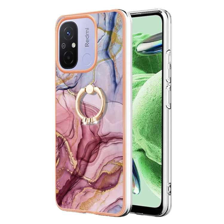 Electroplating Marble Dual-side IMD Phone Case with Ring, For Xiaomi Redmi Note 12 5G Global/Poco X5 5G, For Xiaomi Redmi 12C/11A 4G Global, For Xiaomi 13 Lite 5G, For Xiaomi Redmi Note 12 Pro Speed, For Xiaomi Redmi 10C, For Xiaomi Mi 11 Lite