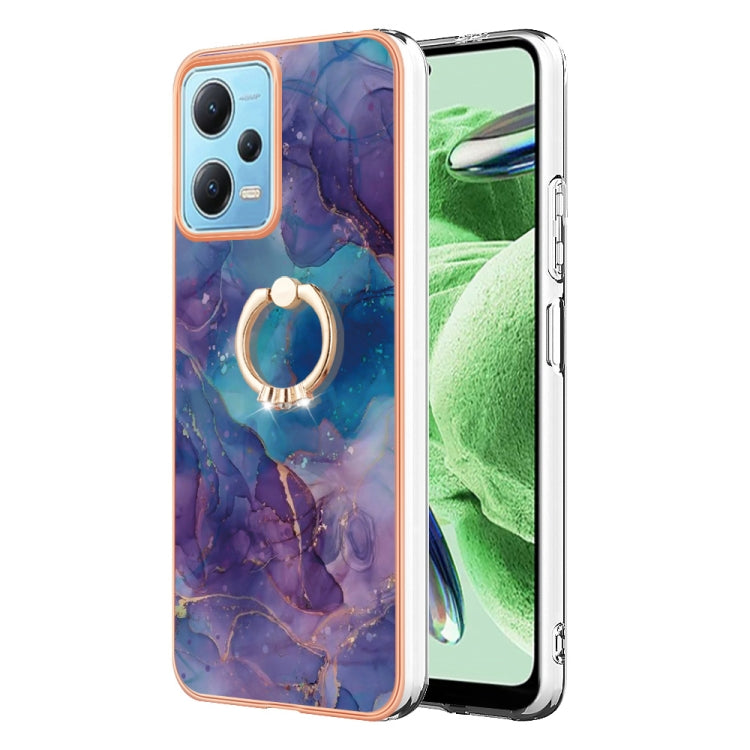 Electroplating Marble Dual-side IMD Phone Case with Ring, For Xiaomi Redmi Note 12 5G Global/Poco X5 5G, For Xiaomi Redmi 12C/11A 4G Global, For Xiaomi 13 Lite 5G, For Xiaomi Redmi Note 12 Pro Speed, For Xiaomi Redmi 10C, For Xiaomi Mi 11 Lite