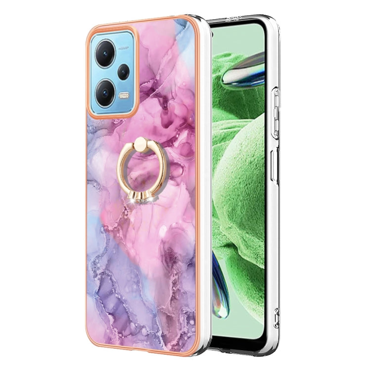 Electroplating Marble Dual-side IMD Phone Case with Ring, For Xiaomi Redmi Note 12 5G Global/Poco X5 5G, For Xiaomi Redmi 12C/11A 4G Global, For Xiaomi 13 Lite 5G, For Xiaomi Redmi Note 12 Pro Speed, For Xiaomi Redmi 10C, For Xiaomi Mi 11 Lite