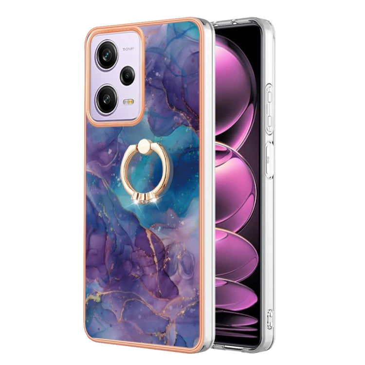 Electroplating Marble Dual-side IMD Phone Case with Ring, For Xiaomi Redmi Note 12 5G Global/Poco X5 5G, For Xiaomi Redmi 12C/11A 4G Global, For Xiaomi 13 Lite 5G, For Xiaomi Redmi Note 12 Pro Speed, For Xiaomi Redmi 10C, For Xiaomi Mi 11 Lite