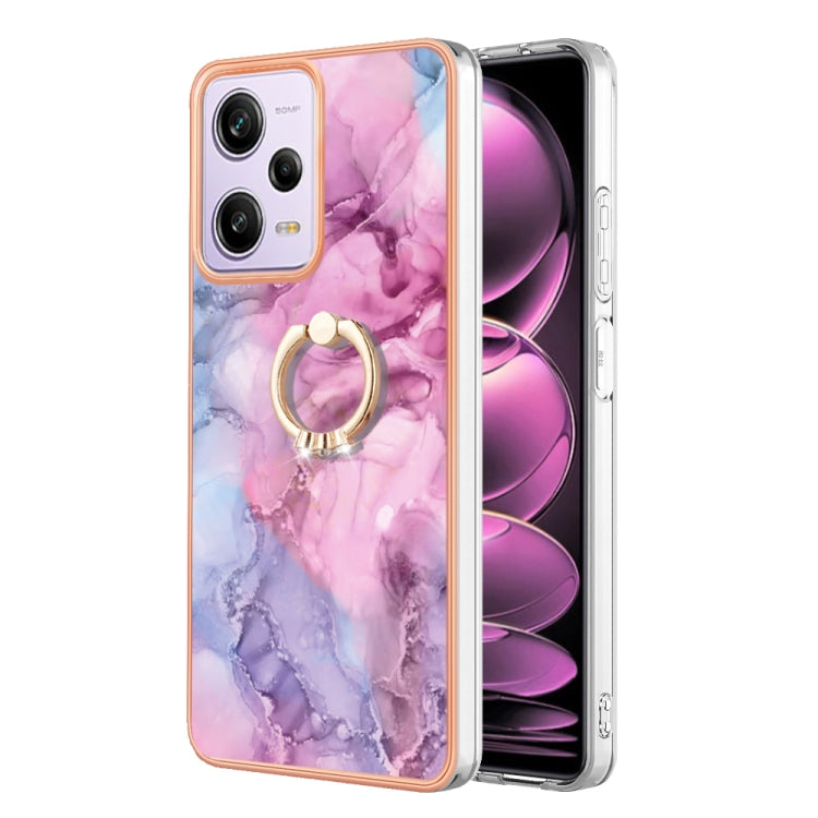 Electroplating Marble Dual-side IMD Phone Case with Ring, For Xiaomi Redmi Note 12 5G Global/Poco X5 5G, For Xiaomi Redmi 12C/11A 4G Global, For Xiaomi 13 Lite 5G, For Xiaomi Redmi Note 12 Pro Speed, For Xiaomi Redmi 10C, For Xiaomi Mi 11 Lite