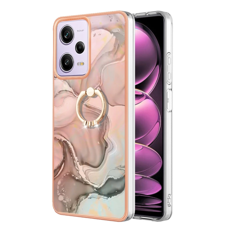 Electroplating Marble Dual-side IMD Phone Case with Ring, For Xiaomi Redmi Note 12 5G Global/Poco X5 5G, For Xiaomi Redmi 12C/11A 4G Global, For Xiaomi 13 Lite 5G, For Xiaomi Redmi Note 12 Pro Speed, For Xiaomi Redmi 10C, For Xiaomi Mi 11 Lite