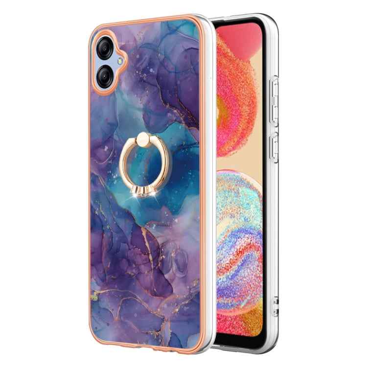Electroplating Marble Dual-side IMD Phone Case with Ring, For Samsung Galaxy A25 5G, For Samsung Galaxy S23 FE 5G, For Samsung Galaxy A24 4G, For Samsung Galaxy A04e