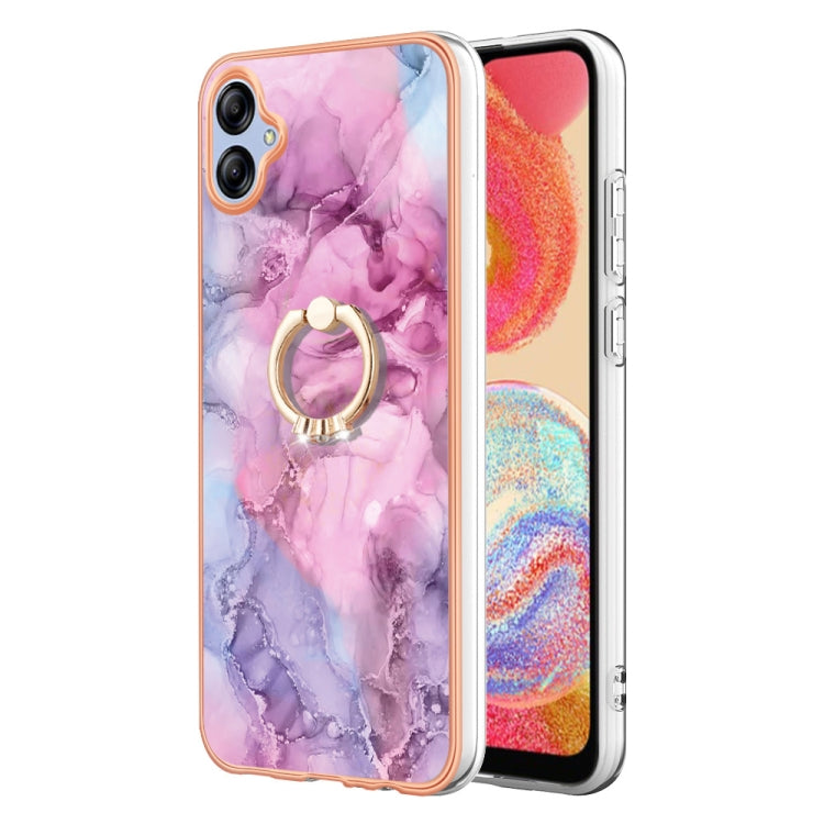 Electroplating Marble Dual-side IMD Phone Case with Ring, For Samsung Galaxy A25 5G, For Samsung Galaxy S23 FE 5G, For Samsung Galaxy A24 4G, For Samsung Galaxy A04e