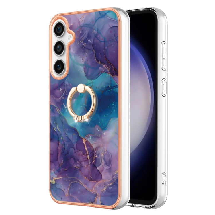 Electroplating Marble Dual-side IMD Phone Case with Ring, For Samsung Galaxy A25 5G, For Samsung Galaxy S23 FE 5G, For Samsung Galaxy A24 4G, For Samsung Galaxy A04e