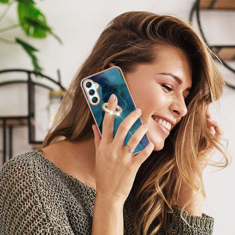 Electroplating Marble Dual-side IMD Phone Case with Ring, For Samsung Galaxy A25 5G, For Samsung Galaxy S23 FE 5G, For Samsung Galaxy A24 4G, For Samsung Galaxy A04e