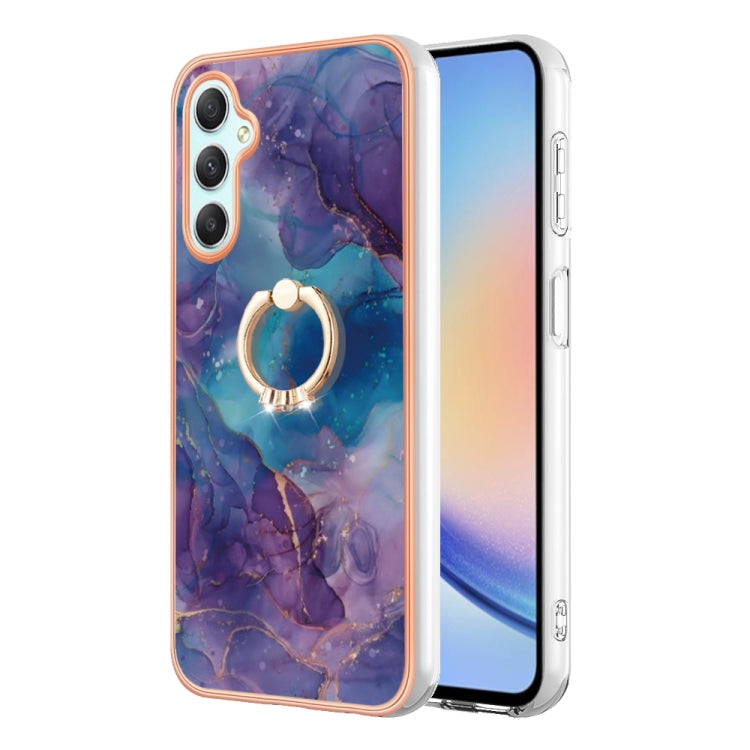 Electroplating Marble Dual-side IMD Phone Case with Ring, For Samsung Galaxy A25 5G, For Samsung Galaxy S23 FE 5G, For Samsung Galaxy A24 4G, For Samsung Galaxy A04e