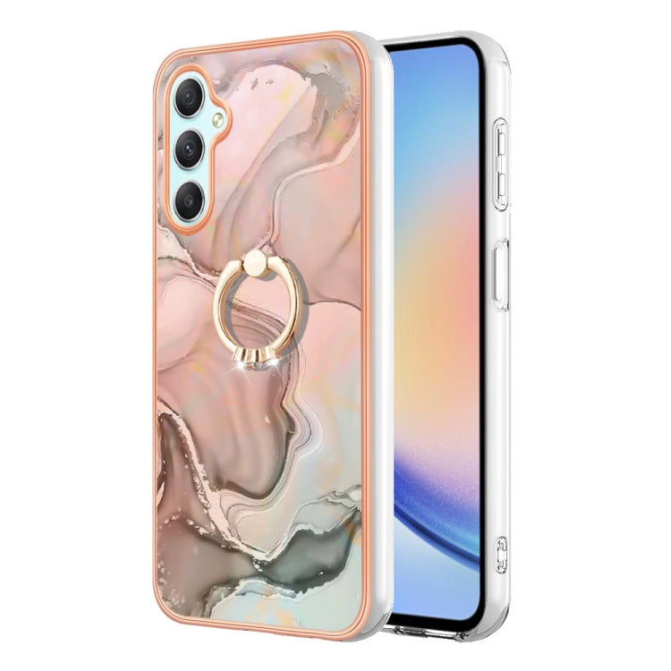 Electroplating Marble Dual-side IMD Phone Case with Ring, For Samsung Galaxy A25 5G, For Samsung Galaxy S23 FE 5G, For Samsung Galaxy A24 4G, For Samsung Galaxy A04e