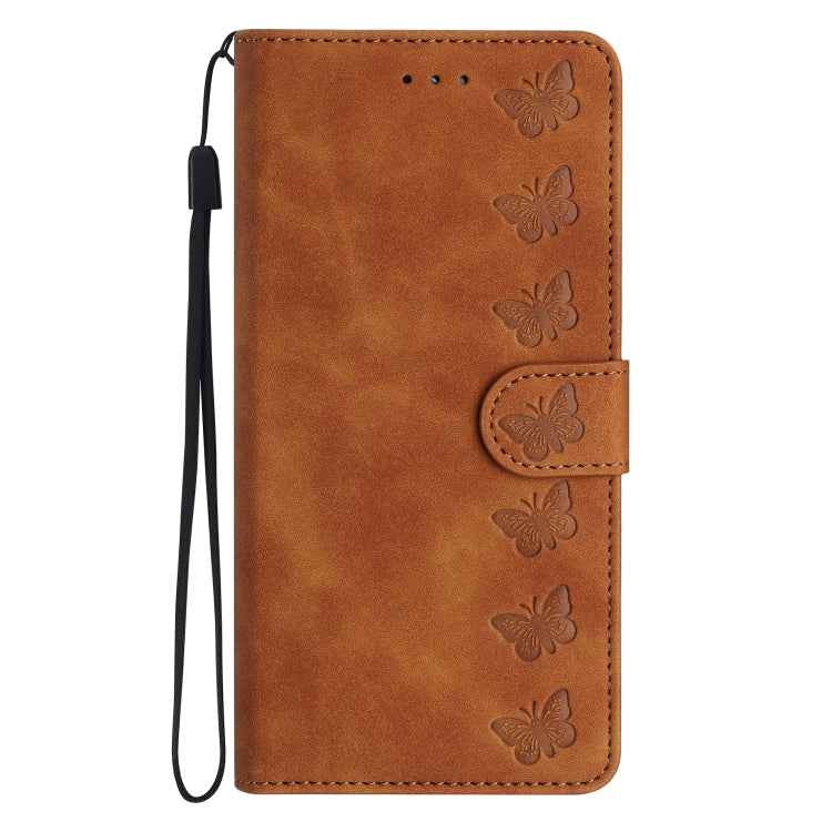 Seven Butterflies Embossed Leather Phone Case, For iPhone 16, For iPhone 15 Pro Max, For iPhone 15 Pro, For iPhone 15 Plus, For iPhone 15, For iPhone 14 Plus, For iPhone 14, For iPhone 14 Pro