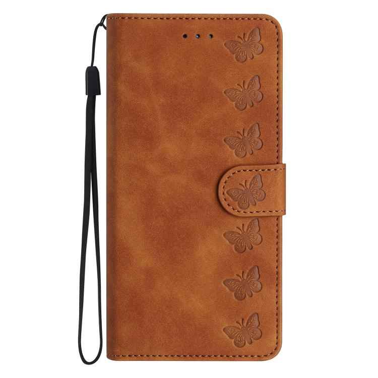 Seven Butterflies Embossed Leather Phone Case, For iPhone 16e / 17e, For iPhone 17 Pro Max, For iPhone 17 Pro, For iPhone 17, For iPhone Air, For iPhone 16 Pro Max, For iPhone 16 Pro, For iPhone 16 Plus