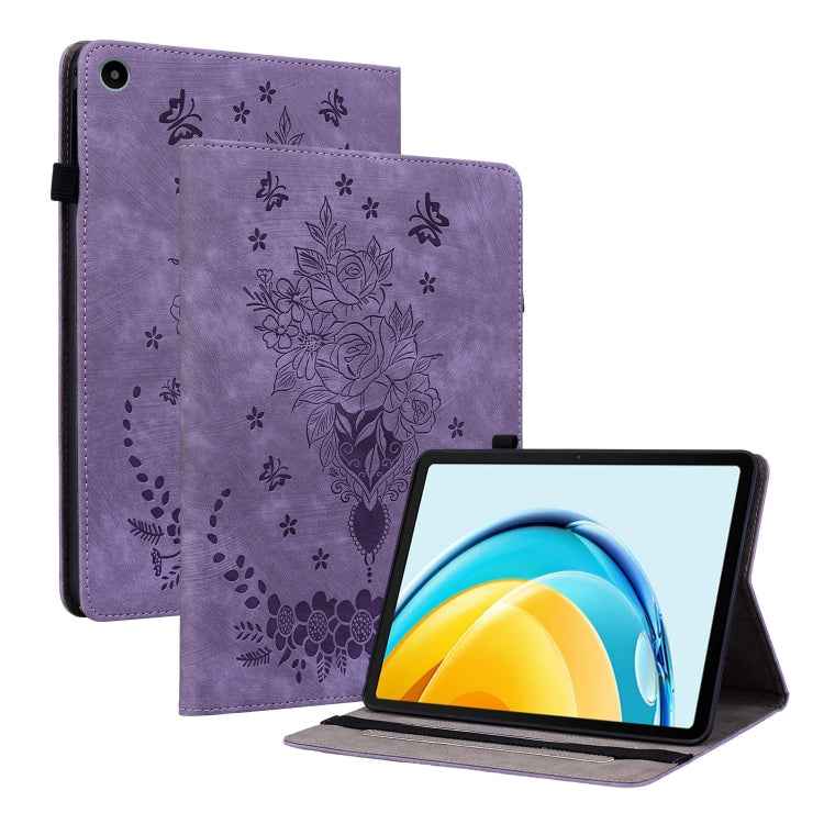 Butterfly Rose Embossed Leather Tablet Case, For Huawei MatePad Mini 2025, For Huawei MatePad Pro 11 2022, For Huawei MatePad SE 10.4, For Huawei MatePad Pro 10.8 2021 / 2018, For Huawei MatePad T 10s/Enjoy Tablet 2, For Huawei MediaPad M5 Lite / C5 10.1