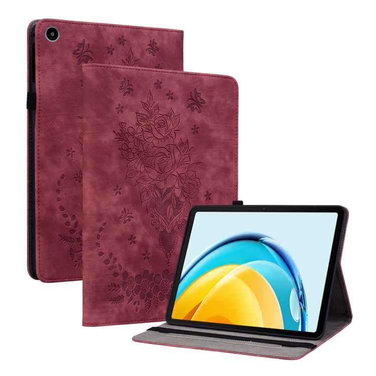 Butterfly Rose Embossed Leather Tablet Case, For Huawei MatePad Mini 2025, For Huawei MatePad Pro 11 2022, For Huawei MatePad SE 10.4, For Huawei MatePad Pro 10.8 2021 / 2018, For Huawei MatePad T 10s/Enjoy Tablet 2, For Huawei MediaPad M5 Lite / C5 10.1