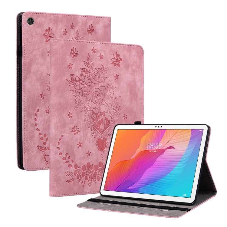 Butterfly Rose Embossed Leather Tablet Case, For Huawei MatePad Mini 2025, For Huawei MatePad Pro 11 2022, For Huawei MatePad SE 10.4, For Huawei MatePad Pro 10.8 2021 / 2018, For Huawei MatePad T 10s/Enjoy Tablet 2, For Huawei MediaPad M5 Lite / C5 10.1