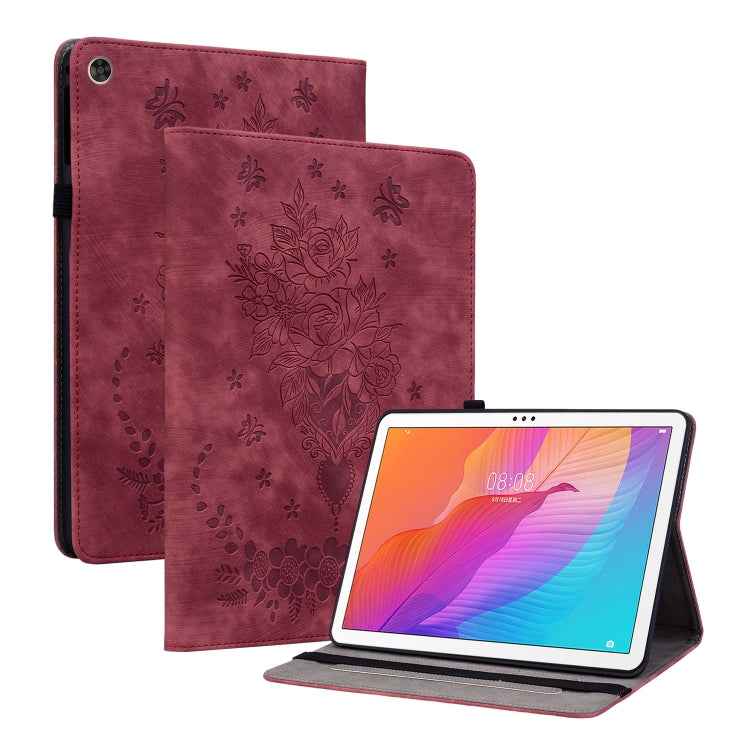 Butterfly Rose Embossed Leather Tablet Case, For Huawei MatePad Mini 2025, For Huawei MatePad Pro 11 2022, For Huawei MatePad SE 10.4, For Huawei MatePad Pro 10.8 2021 / 2018, For Huawei MatePad T 10s/Enjoy Tablet 2, For Huawei MediaPad M5 Lite / C5 10.1