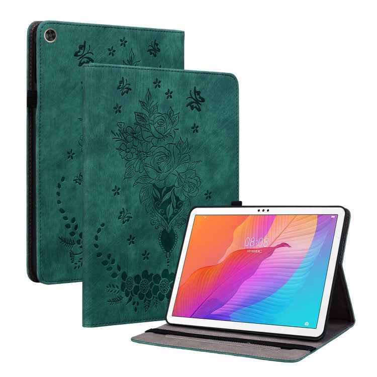 Butterfly Rose Embossed Leather Tablet Case, For Huawei MatePad Mini 2025, For Huawei MatePad Pro 11 2022, For Huawei MatePad SE 10.4, For Huawei MatePad Pro 10.8 2021 / 2018, For Huawei MatePad T 10s/Enjoy Tablet 2, For Huawei MediaPad M5 Lite / C5 10.1
