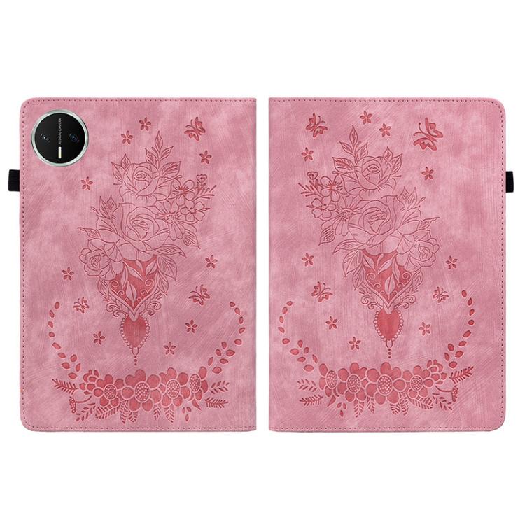 Butterfly Rose Embossed Leather Tablet Case, For Huawei MatePad Mini 2025, For Huawei MatePad Pro 11 2022, For Huawei MatePad SE 10.4, For Huawei MatePad Pro 10.8 2021 / 2018, For Huawei MatePad T 10s/Enjoy Tablet 2, For Huawei MediaPad M5 Lite / C5 10.1