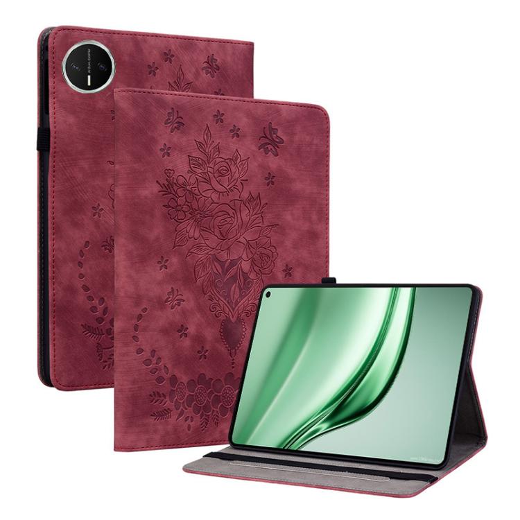 Butterfly Rose Embossed Leather Tablet Case, For Huawei MatePad Mini 2025, For Huawei MatePad Pro 11 2022, For Huawei MatePad SE 10.4, For Huawei MatePad Pro 10.8 2021 / 2018, For Huawei MatePad T 10s/Enjoy Tablet 2, For Huawei MediaPad M5 Lite / C5 10.1