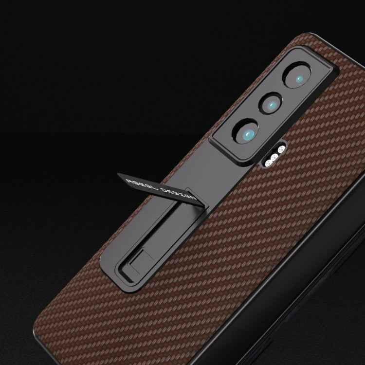 Carbon Fiber Texture Integrated Protective Phone Case with Holder