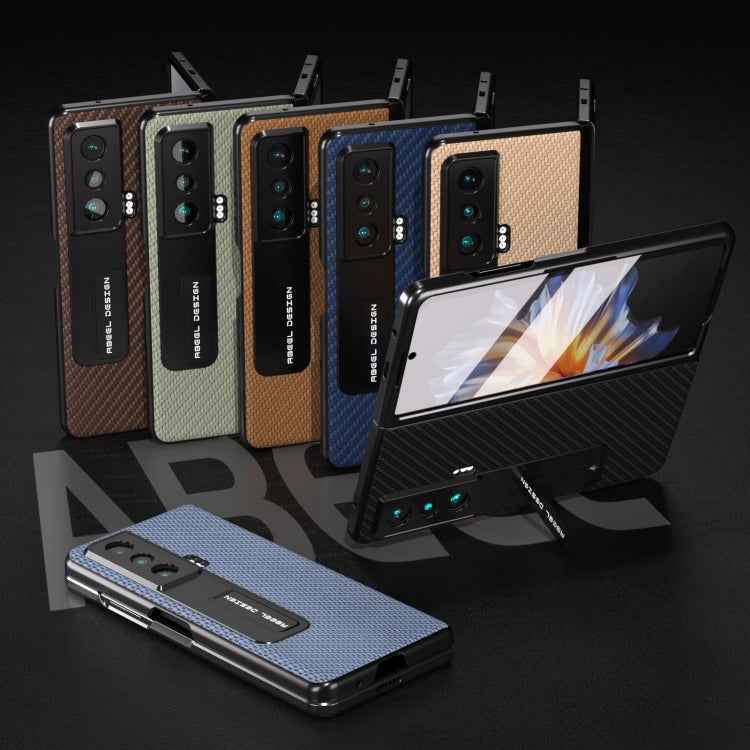 Carbon Fiber Texture Integrated Protective Phone Case with Holder