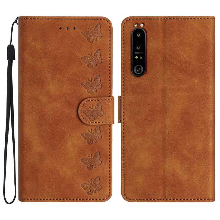 Seven Butterflies Embossed Leather Phone Case, For Sony Xperia 10 VI, For Sony Xperia 1 VI, For Sony Xperia 1 V 2023, For Sony Xperia 10 V 2023, For Sony Xperia 1 IV, For Sony Xperia L4, For Sony Xperia 5, For Sony Xperia L3