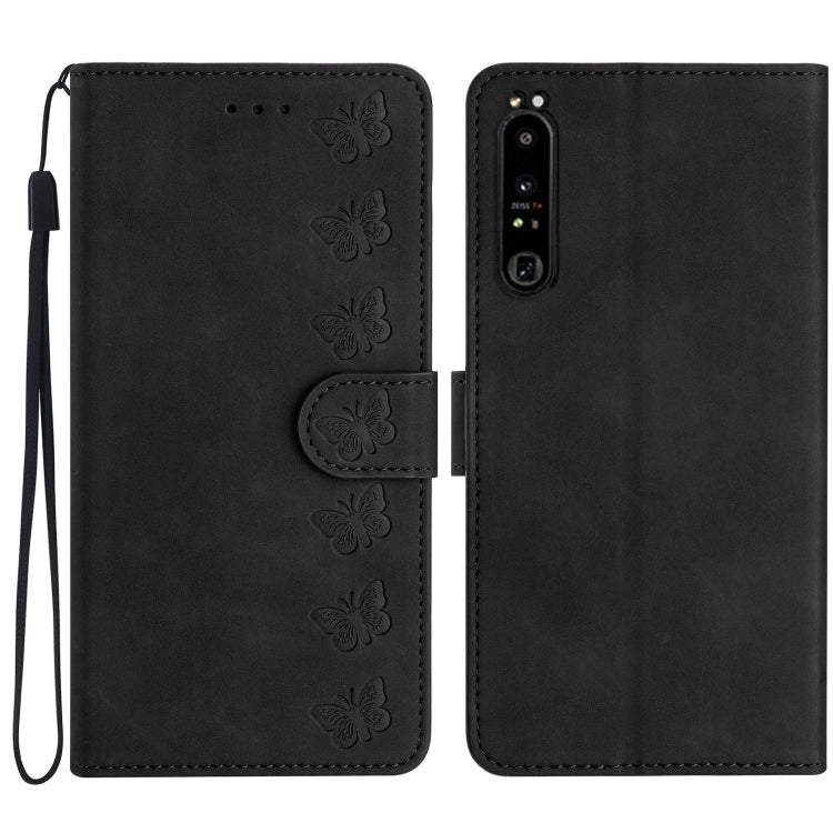 Seven Butterflies Embossed Leather Phone Case, For Sony Xperia 10 VI, For Sony Xperia 1 VI, For Sony Xperia 1 V 2023, For Sony Xperia 10 V 2023, For Sony Xperia 1 IV, For Sony Xperia L4, For Sony Xperia 5, For Sony Xperia L3