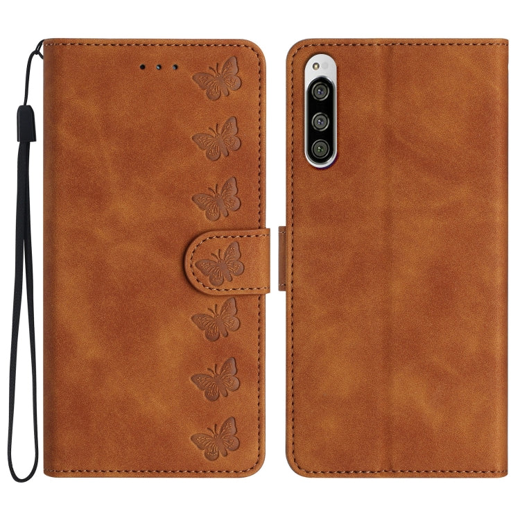 Seven Butterflies Embossed Leather Phone Case, For Sony Xperia 10 VI, For Sony Xperia 1 VI, For Sony Xperia 1 V 2023, For Sony Xperia 10 V 2023, For Sony Xperia 1 IV, For Sony Xperia L4, For Sony Xperia 5, For Sony Xperia L3