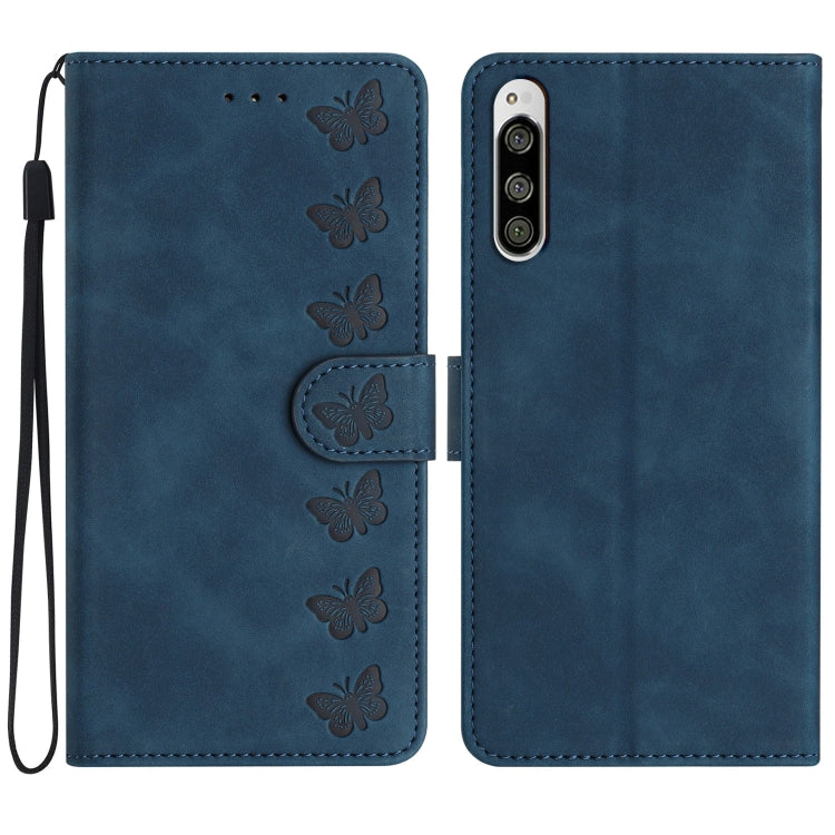 Seven Butterflies Embossed Leather Phone Case, For Sony Xperia 10 VI, For Sony Xperia 1 VI, For Sony Xperia 1 V 2023, For Sony Xperia 10 V 2023, For Sony Xperia 1 IV, For Sony Xperia L4, For Sony Xperia 5, For Sony Xperia L3