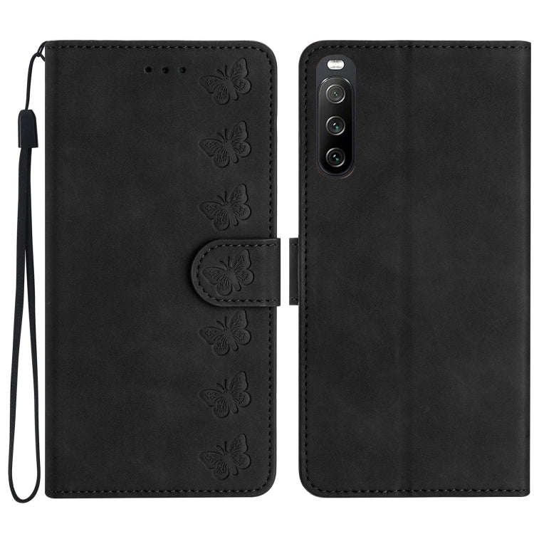 Seven Butterflies Embossed Leather Phone Case, For Sony Xperia 10 VI, For Sony Xperia 1 VI, For Sony Xperia 1 V 2023, For Sony Xperia 10 V 2023, For Sony Xperia 1 IV, For Sony Xperia L4, For Sony Xperia 5, For Sony Xperia L3