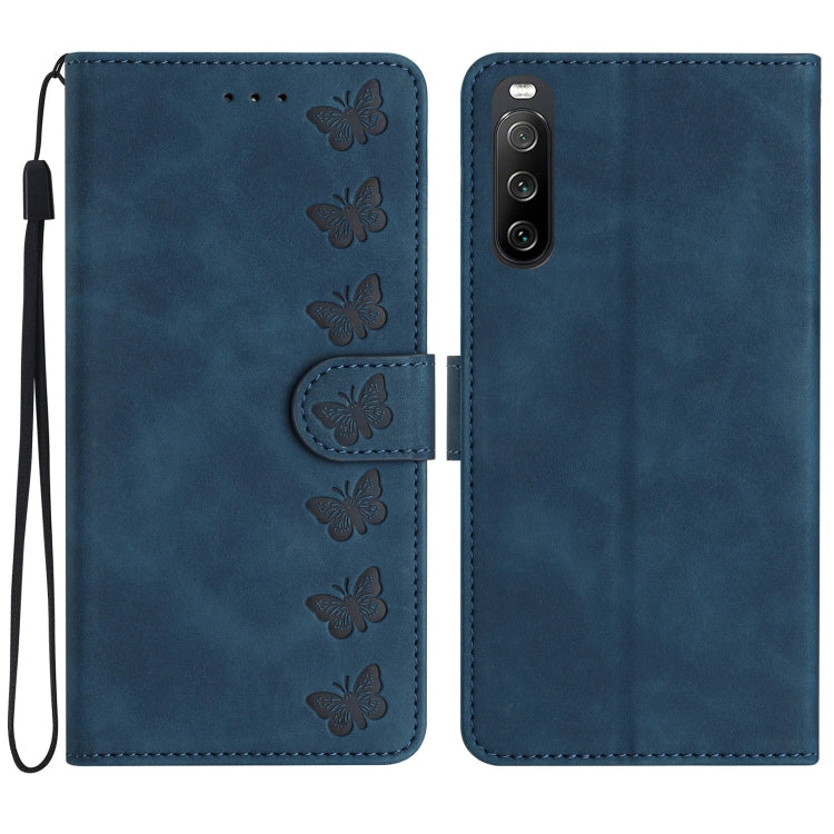 Seven Butterflies Embossed Leather Phone Case, For Sony Xperia 10 VI, For Sony Xperia 1 VI, For Sony Xperia 1 V 2023, For Sony Xperia 10 V 2023, For Sony Xperia 1 IV, For Sony Xperia L4, For Sony Xperia 5, For Sony Xperia L3
