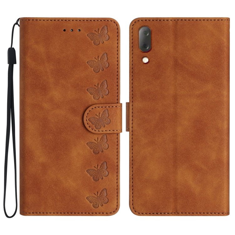 Seven Butterflies Embossed Leather Phone Case, For Sony Xperia 10 VI, For Sony Xperia 1 VI, For Sony Xperia 1 V 2023, For Sony Xperia 10 V 2023, For Sony Xperia 1 IV, For Sony Xperia L4, For Sony Xperia 5, For Sony Xperia L3