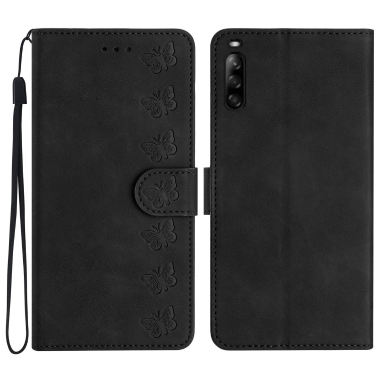 Seven Butterflies Embossed Leather Phone Case, For Sony Xperia 10 VI, For Sony Xperia 1 VI, For Sony Xperia 1 V 2023, For Sony Xperia 10 V 2023, For Sony Xperia 1 IV, For Sony Xperia L4, For Sony Xperia 5, For Sony Xperia L3