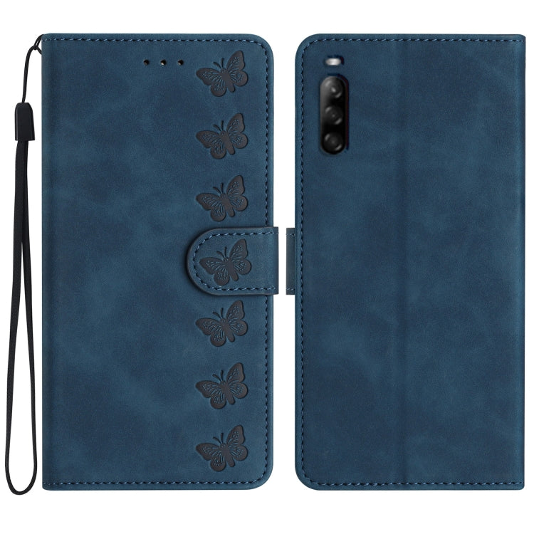 Seven Butterflies Embossed Leather Phone Case, For Sony Xperia 10 VI, For Sony Xperia 1 VI, For Sony Xperia 1 V 2023, For Sony Xperia 10 V 2023, For Sony Xperia 1 IV, For Sony Xperia L4, For Sony Xperia 5, For Sony Xperia L3