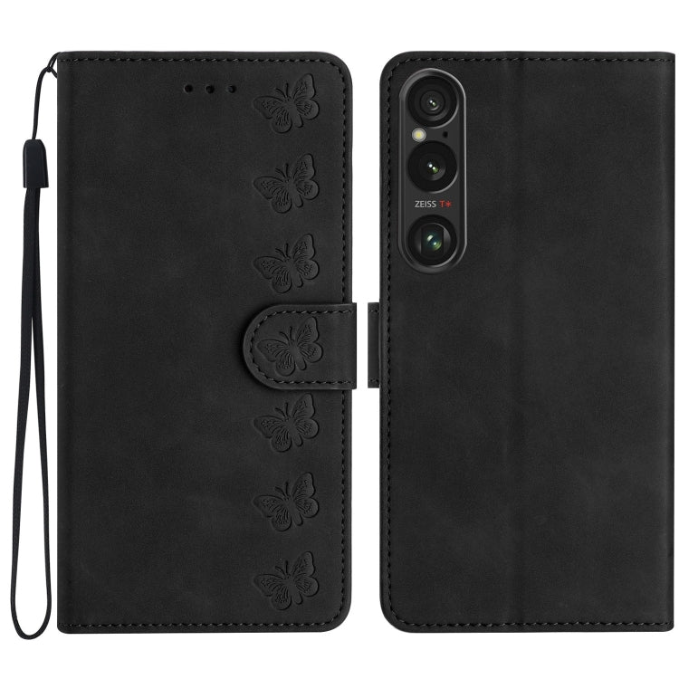 Seven Butterflies Embossed Leather Phone Case, For Sony Xperia 10 VI, For Sony Xperia 1 VI, For Sony Xperia 1 V 2023, For Sony Xperia 10 V 2023, For Sony Xperia 1 IV, For Sony Xperia L4, For Sony Xperia 5, For Sony Xperia L3