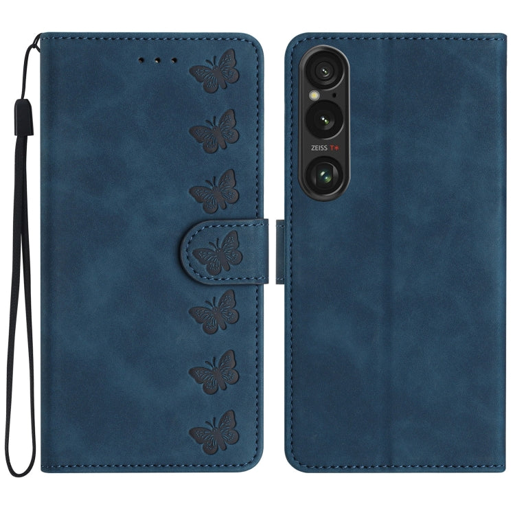 Seven Butterflies Embossed Leather Phone Case, For Sony Xperia 10 VI, For Sony Xperia 1 VI, For Sony Xperia 1 V 2023, For Sony Xperia 10 V 2023, For Sony Xperia 1 IV, For Sony Xperia L4, For Sony Xperia 5, For Sony Xperia L3