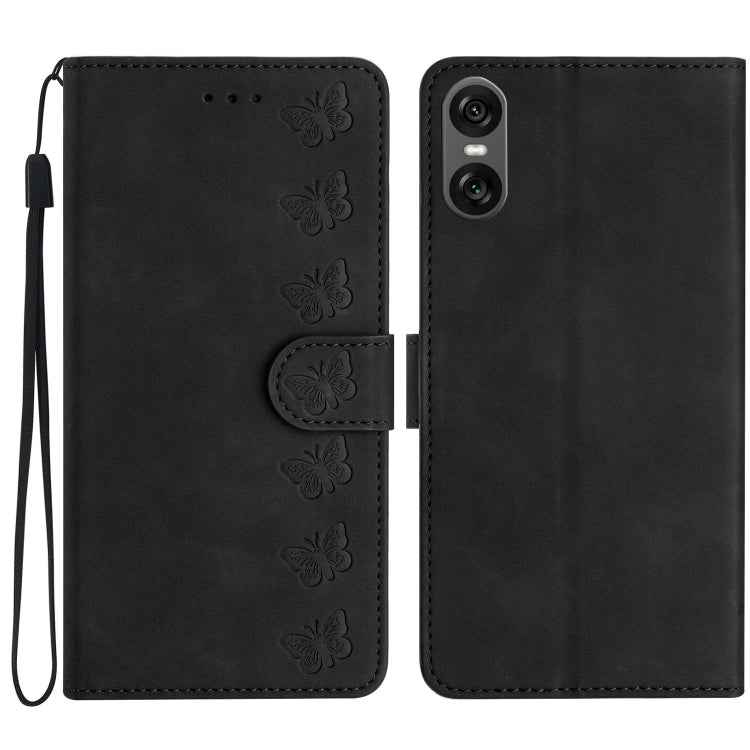 Seven Butterflies Embossed Leather Phone Case, For Sony Xperia 10 VI, For Sony Xperia 1 VI, For Sony Xperia 1 V 2023, For Sony Xperia 10 V 2023, For Sony Xperia 1 IV, For Sony Xperia L4, For Sony Xperia 5, For Sony Xperia L3