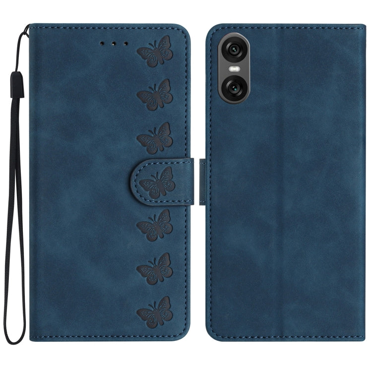 Seven Butterflies Embossed Leather Phone Case, For Sony Xperia 10 VI, For Sony Xperia 1 VI, For Sony Xperia 1 V 2023, For Sony Xperia 10 V 2023, For Sony Xperia 1 IV, For Sony Xperia L4, For Sony Xperia 5, For Sony Xperia L3