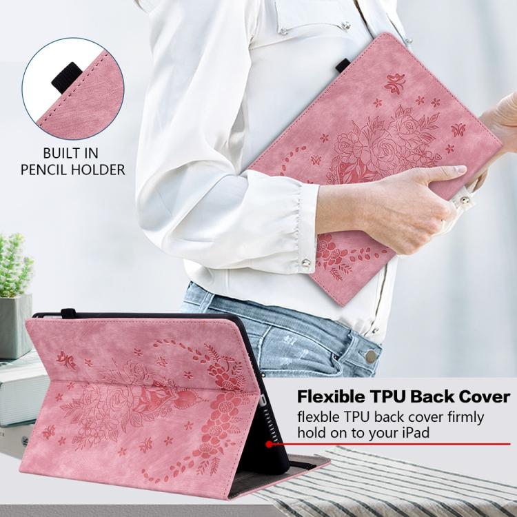 Butterfly Rose Embossed Leather Tablet Case, For Samsung Galaxy Tab S11, For Samsung Galaxy Tab А9+, For Samsung Galaxy Tab А9, For Samsung Galaxy Tab S9, For Samsung Galaxy Tab S9+, For Samsung Galaxy Tab S8+ / S7+ / S7 FE, For Samsung Galaxy Tab S7 /...