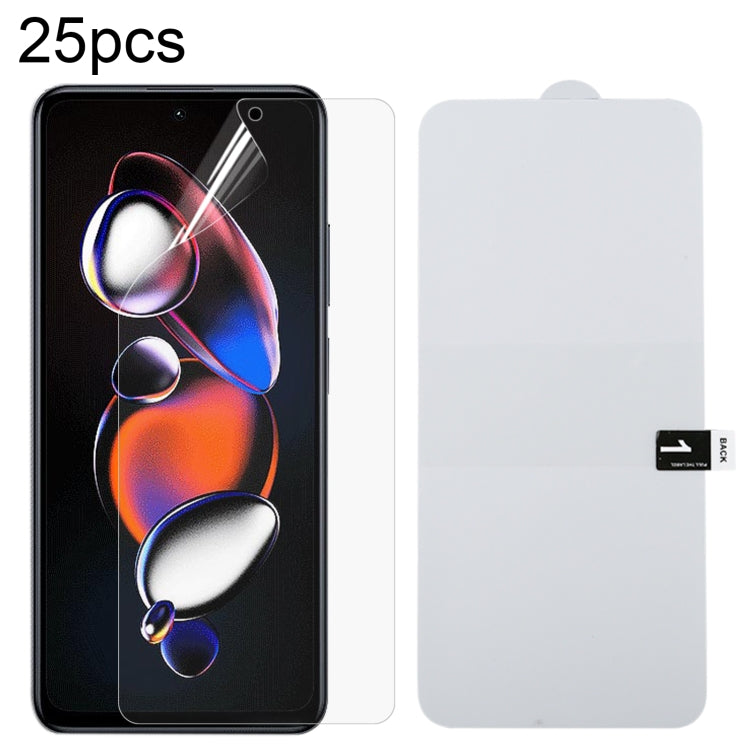 25pcs Full Screen Protector Explosion-proof Hydrogel Film, For Xiaomi 13T Pro, For Xiaomi Redmi 12 / 12R / 12 5G / Note 12R / Poco M6 Pro, For Xiaomi 13T, For Xiaomi Redmi Note 12T Pro
