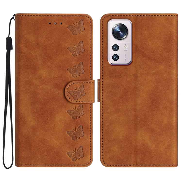 Seven Butterflies Embossed Leather Phone Case, For Xiaomi Redmi A1, For Xiaomi Redmi Note 11 Pro 5G Global, For Xiaomi 12 Lite, For Xiaomi Redmi 10A, For Xiaomi Redmi 10C, For Xiaomi Redmi Note 11 5G, For Xiaomi Redmi 10 2022, For Xiaomi 12 Pro