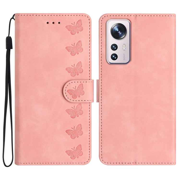Seven Butterflies Embossed Leather Phone Case, For Xiaomi Redmi A1, For Xiaomi Redmi Note 11 Pro 5G Global, For Xiaomi 12 Lite, For Xiaomi Redmi 10A, For Xiaomi Redmi 10C, For Xiaomi Redmi Note 11 5G, For Xiaomi Redmi 10 2022, For Xiaomi 12 Pro
